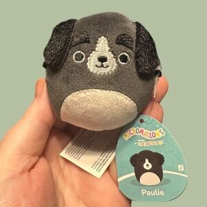 Squishmallow Micromallow 2.5” Paulie the Black & White Dog NWT!